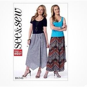 Butterick Sewing Pattern 6346 Mock Wrap Asymmetrical Skirts Womens Size‎ 8-22